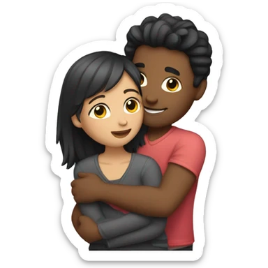 A girl hugs a guy sticker