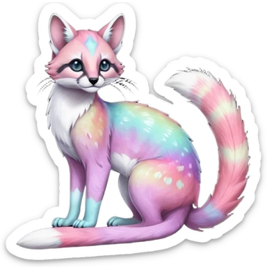 Colorful nebulae nebula starry galactical shiny tropical pale light fruity pastel white glorious iridescent divine exotic cute cool beautiful fantasy-caracal-civet-genet-sergal-vernid-Cacomistle-Trico-oncilla-animal-Fakémon-hybrid-fursona (full body) sticker