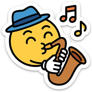 jazzy energetic musical emoji bold outlines cartoon style sticker