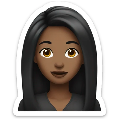 black woman with black long hair and a nice top sticker