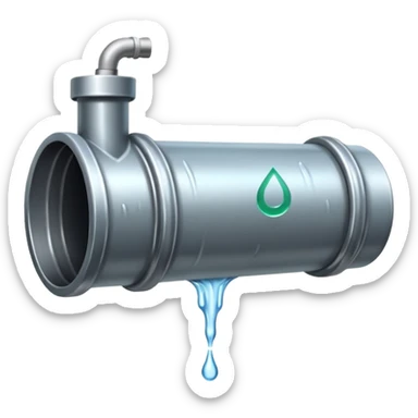 sewer steel shiny pipe with leaking water  sticker