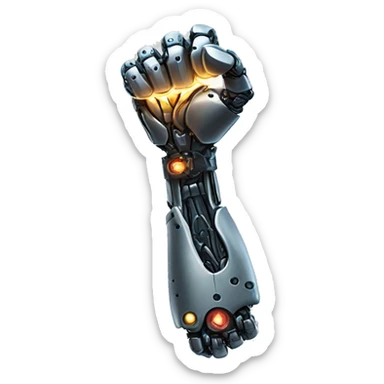 Cyborg arm with shock flexing bicep sticker