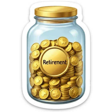 jar with money and label on the jar that says RETIREMENT sticker