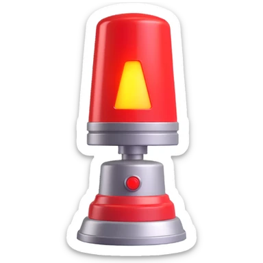 3D render of a red emergency siren light with a bright glow on top of a silver base, in Pixar-style, soft shadows, isolated on white background, professional but playful look

 sticker