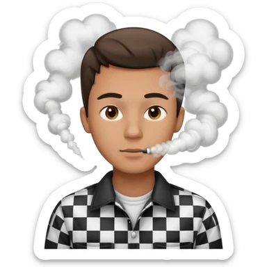 Vaquero camisa de cuadros blanca con negro  joven sacando humo d ela boca  sticker