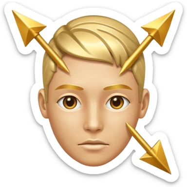 Create an emoji that shows a human head with two diverging arrows representing a choice. sticker