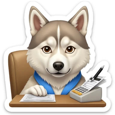 Siberian husky filing taxes sticker