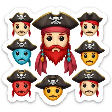 Je veux un tableau de stickers pour mon clan lak khawarizmi notre symbol est les pirat au chapeaux rouge , est un autre tableau de stickers écharpe de ton choix pour mon clan sticker