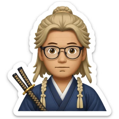 Long Haired Samurai with Glasses, Samurai with long hair tied back and glasses


 sticker