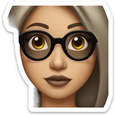 brunette girl with bob, black sunglasses and nude lipstick blowing a kiss by lowering her glasses and winking sticker