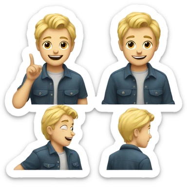 blonde boy with car smile blowing a kiss sticker