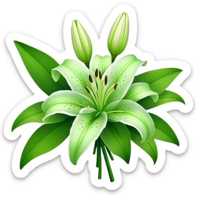 bouquet Soft Green Lily, luxuriant, leaf, bud sticker