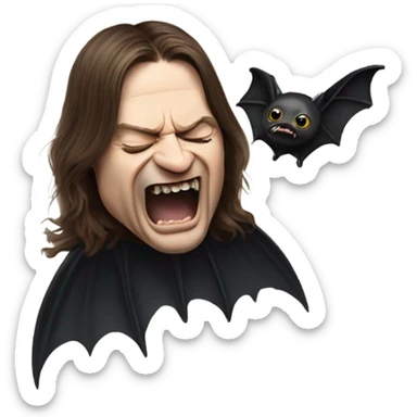 ozzy osbourne biting an animal like a bat sticker