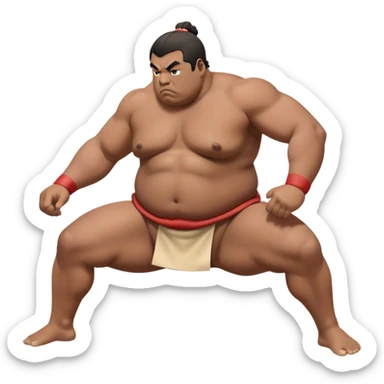 Sumo Wrestling – Cinematic Realistic Sumo Wrestling Scene, featuring a powerful sumo wrestler in traditional mawashi engaged in an intense bout on a sandy dohyo, muscles tensed and sweat glistening under dramatic arena lighting, capturing the raw energy and tradition of the sport. sticker