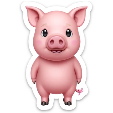 cinematic-[pig]-realistic-full-body-standing-emoji,-tail-flicking-lazily,-head-tilted-dramatically,-sleek-[pink]-skin,-simplified-yet-realistic-focused-features,-highly-detailed,-glowing-with-an-almost-sarcastic-glow sticker