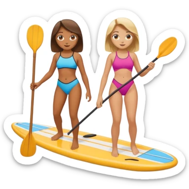 two girls on a paddle  sticker