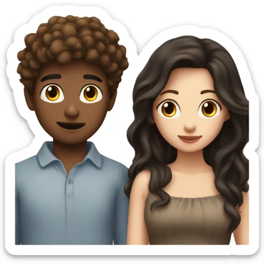 A couple in love kissing a dark brunette boy and a brunette girl and they are both pale sticker