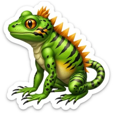 Frog with tiger body and scorpion tail and with mullet(funk)back hair hairstyle sticker