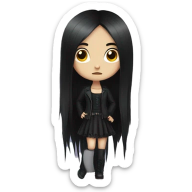 goth girl with long black hair sticker