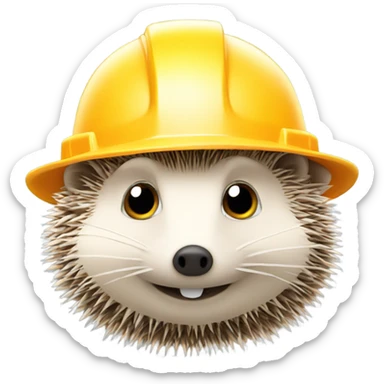 Hedgehog wearing a construction hat sticker