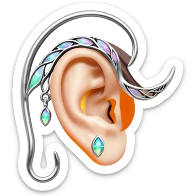 Elvish fae shiny sparkly iridescent translucent diaphanous ear climber ear cuff sticker