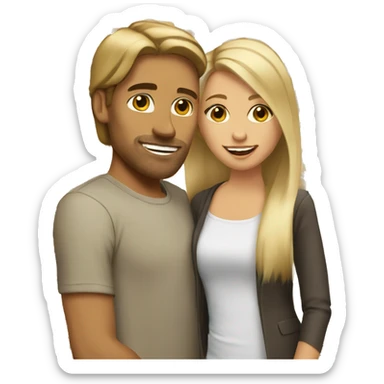 Man with brown short hair tan kiss women wiht blond long Straight hair sticker