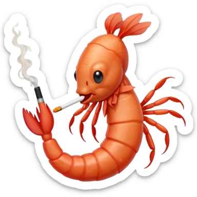 a sad shrimp smoking a cigarette  sticker