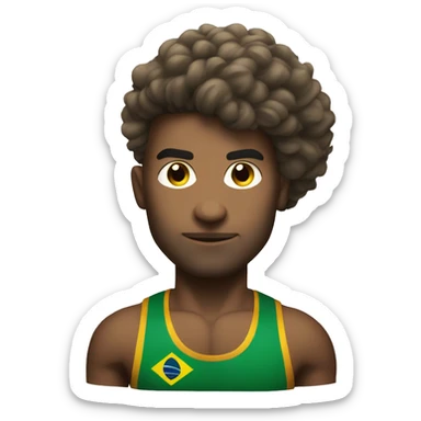 strong brazilian weight lifter with cirly hair sticker