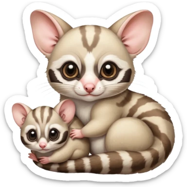 Fat and cute Japanese sugar glider  white. A mom anda a baby one sticker