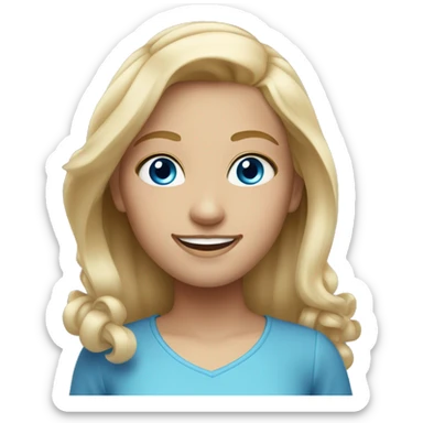 Girl with medium light blonde hair blue eyes smiling sticker