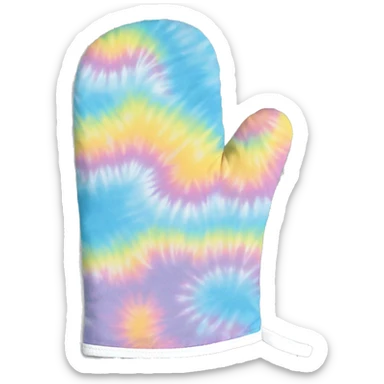 Realistic pastel tie dye oven mitt. sticker