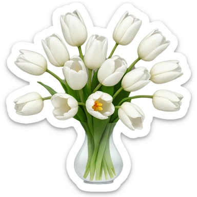 white tulip bouquet with vase sticker