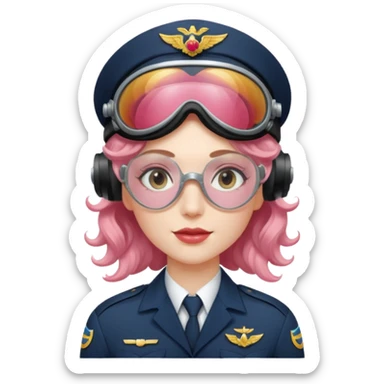Flight Officer Lila – wavy rose-hair pilot with mirrored goggles sticker