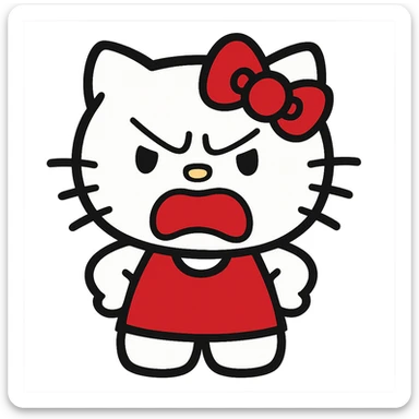 angry Hello Kitty, shouting, hands on hips sticker