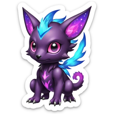 Cute cool colorful dark nebula fantasy-Digimon-animal-hybrid full body sticker