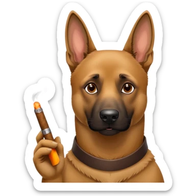Perro belga malinois con un cigarro sticker