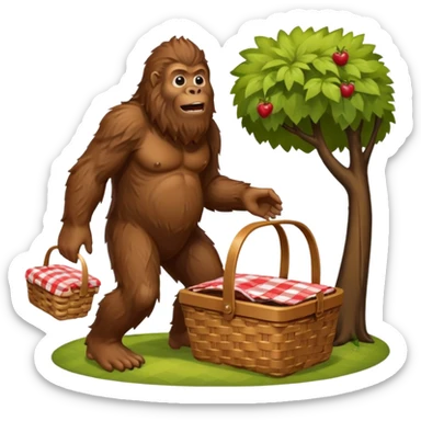 Make a sasquatch stealing from a picnic basket  sticker