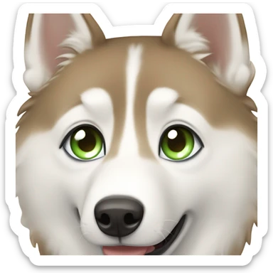 light brown and white husky with long eyelashes, one blue eye and one green eye sticker