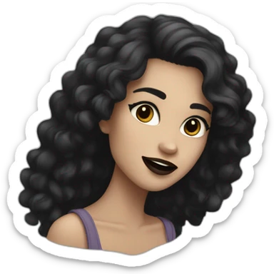 happy rock girl with dark lips and dark eyes snd dark hair sticker
