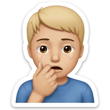 crying emoji with hand in fist over mouth sticker