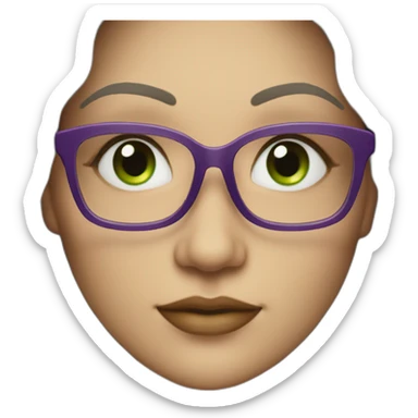 curvy-white-woman-purple-long-wavy-hair-green-eyes-square-glasses sticker