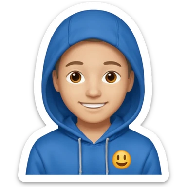 emoji of a person wearing a blue hoodie smiling sticker