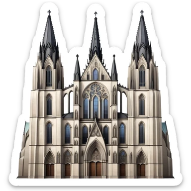 Cinematic Realistic Cologne Cathedral Landmark Emoji, showcasing Gothic architecture rendered with detailed stone textures and majestic, dynamic lighting. two tall towers on either side sticker