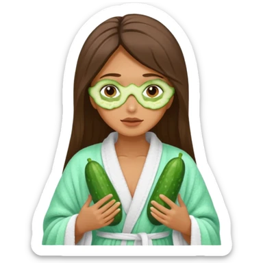woman at the spa with cucumbers slices covering her eyes and tan skin tone with towel completely covering hair and robe on no hands showing sticker