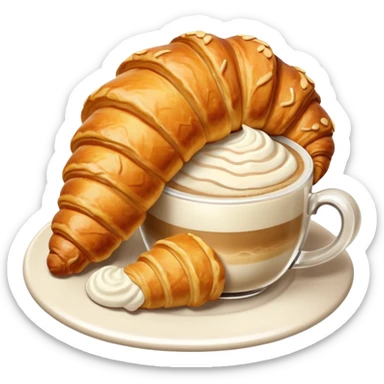 Croissant with cappuccino sticker