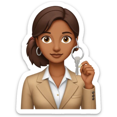 brown lady in real estate job with house sticker