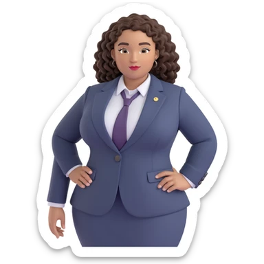 professional plus size Black woman with curly braids, business attire, confident expression, neutral background, upper body focus sticker