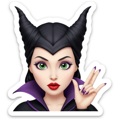 Maleficent puckering lips blowing a kiss sticker