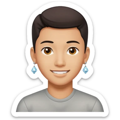 zesty gay chinese boy with diamond stud earings sticker