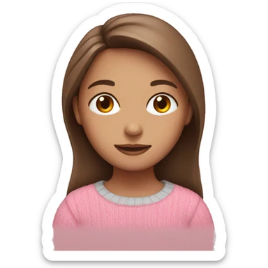 girl with brown hair in pink sweater  sticker